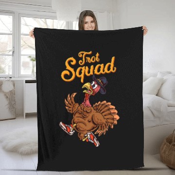 Discover Turkey Trot Squad Funny Thanksgiving Run Cute Matching Fleece Blankets