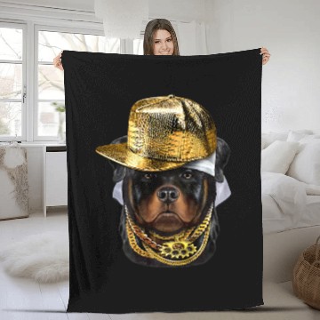 Discover Dog Rottweiler wearing Hip Hop Rapper Cap Fleece Blankets