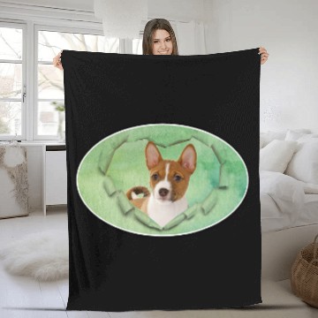 Discover Dog Basenji Watercolor Dog Basenji Fleece Blankets