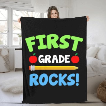 Discover First Grade Rocks Cool 1st Grade Teacher Appreciation Fleece Blankets