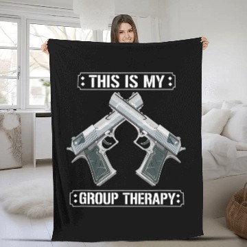 Discover This Is My Group Therapy Funny guns Range Zip Fleece Blankets