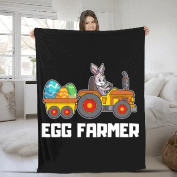 Discover Tractor driving Happy Easter Egg Farmer Farmers Tractor Eggs Easter Bunny Eggs Fleece Blankets