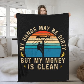 Discover Electrical Union Electricians Lineman vintages Electricity 1 Zip Fleece Blankets