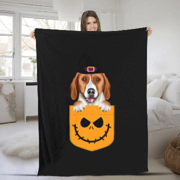 Discover Halloween Pocket American Foxhound Scary Jack O Lantern Zip Fleece Blankets