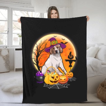 Discover Halloween English Springer Spaniel Dog Moon With Pumpkin Fleece Blankets
