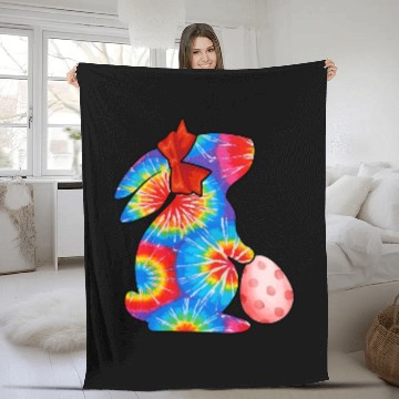 Discover Rabbits Easter Day Party Bunny Rabbit Palm Sunday Tie Dye Style Fleece Blankets