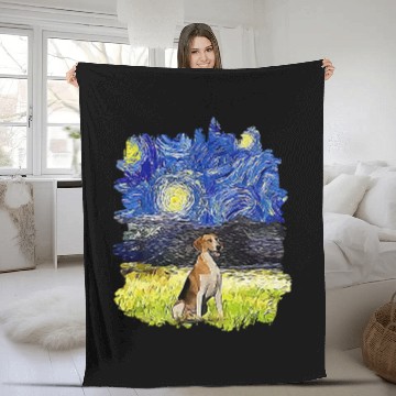 Discover Starry Night Impressionist Dog Art English Foxhound Fleece Blankets