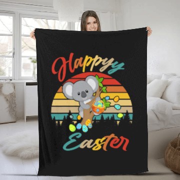 Discover Funny Bear vintages Retro Happy Easter Bunny Koala Bear Easter Eggs Cute Bears Fleece Blankets
