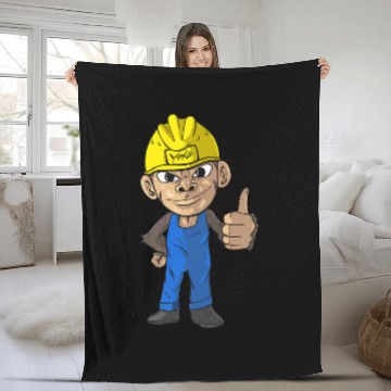 Discover Construction Manager Builder Monkey Construction Worker Fleece Blankets