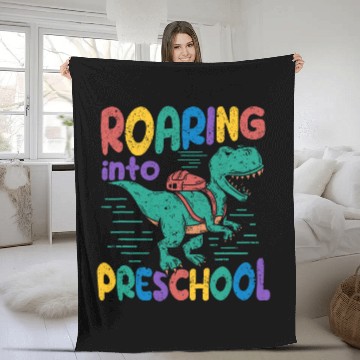 Discover Roaring Into Preschool Dinosaur T Rex Back To School PreK Fleece Blankets