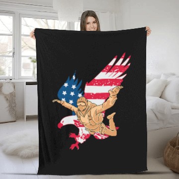 Discover Patriotic Skydiver US American Flag Freedom Skydiving Eagle Fleece Blankets