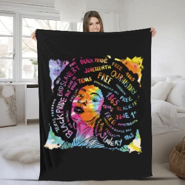 Discover Black History Afro Woman Black Pride 1865 Fleece Blankets