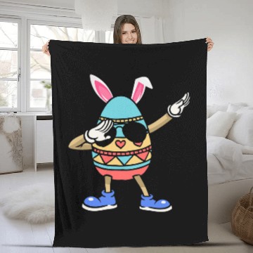 Discover Rabbits Dabbings easter egg with easter ears easter bunny Fleece Blankets