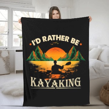 Discover Kayak Water Kayaking Id Rather Be Kayaking Vintage2 Kayak Zip Fleece Blankets
