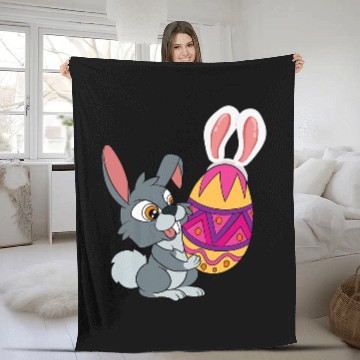 Discover Rabbits Happy Easter Cute Easter Egg Rabbit Bunny Lover Easter Baseball Tees Fleece Blankets