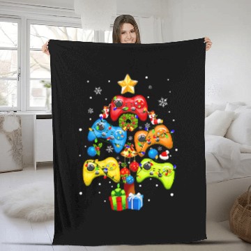 Discover Video Game Controller Christmas Ornament Tree Game Lover PJs169 Zip Fleece Blankets