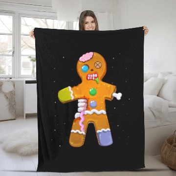 Discover Zombie Christmas Gingerbread Man Scary xmass Krampus Cookie Fleece Blankets