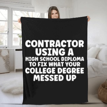 Discover Contractor using a high school diploma builder Fleece Blankets