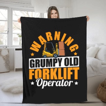 Discover Cool Forklift Driver Warning Grumpy Old Forklift Operator Fleece Blankets