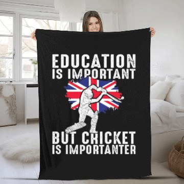 Discover Cricket Fan Funny Education Is Important But Cricket Is Importanter 2 Baseball Tees Fleece Blankets