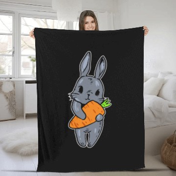 Discover Rabbits Holding Carrot Vegan Zip Fleece Blankets