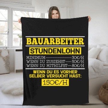 Discover Construction worker hourly wage construction site builder craftsmen Fleece Blankets