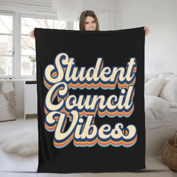 Discover Retro vintages Student Council Vibes School Student Council Baseball Tees Fleece Blankets