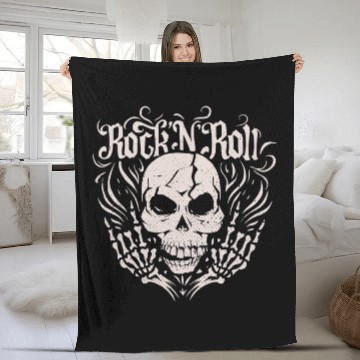 Discover Skeletons Skulls Rock and Roll Skull Fleece Blankets