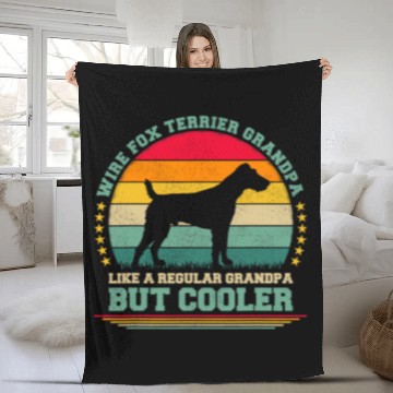 Discover Wire Fox Terrier Grandpa Like A Regular Grandpa Fathers Day Baseball Tees Fleece Blankets