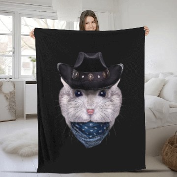 Discover Grey Dwarf Hamster in Cowboy Hat and Bandana Baseball Tees Fleece Blankets