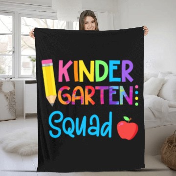 Discover Kinder Squad Kindergarten Teacher Kids Back School 1st Day Fleece Blankets