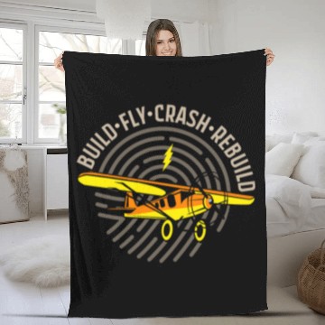 Discover RC Plane Model Aircraft Build Fly Crash Rebuild 1 Zip Fleece Blankets