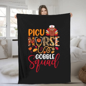 Discover PICU nurses Gobble Squad Thanksgiving Leopard Matching Family Fleece Blankets