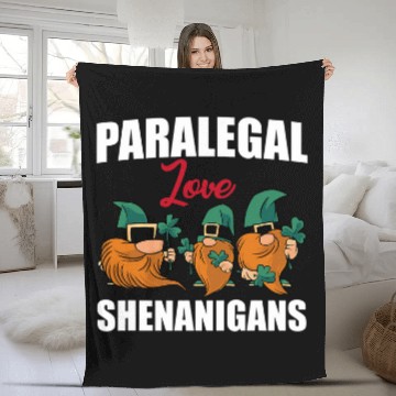 Discover Paralegal Love Shenanigans Funny St Patricks Day Gnomes Fleece Blankets