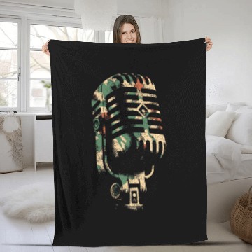 Discover Microphone Camouflage vintages Singer Live Music Lover Fleece Blankets