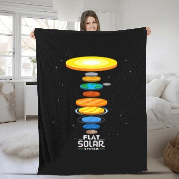 Discover Flat Earth Theory Solar System Space Scientist Funny Science Fleece Blankets