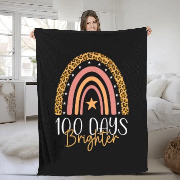 Discover Rainbow Leopard 100 Days Brighter Happy 100 days of school Fleece Blankets