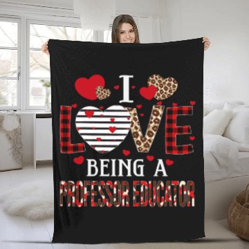 Discover I Love Being A Professor Educator Red Plaid Valentines Fleece Blankets