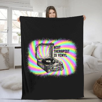Discover Therapist Is Vinyl Cool Vinyl Record Player Fleece Blankets