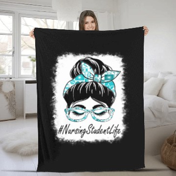 Discover Nursing Student Messy Bun Bleached World Health Day Fleece Blankets