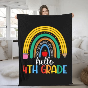 Discover Fourth Grade Team Hello 4th Grade Teacher Rainbow Baseball Tees Fleece Blankets