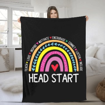 Discover Back to School Head Start Squad homesschool Headstart Teacher 2 Fleece Blankets