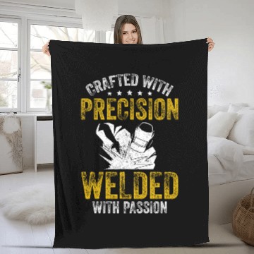 Discover Crafted With Precision Welded With Passion Funny Ironworker Zip Fleece Blankets