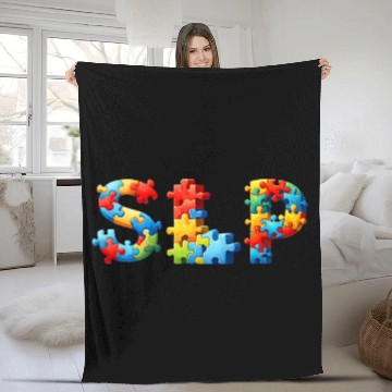 Discover Autism Awareness Speech Language Pathology SLP Baseball Tees Fleece Blankets