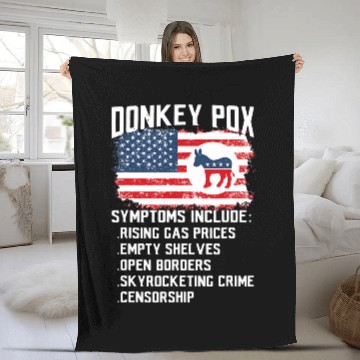 Discover Donkey Pox Conservative Republican antis Biden Donkey Pox Fleece Blankets