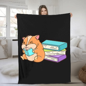 Discover Reading Book Hamster Rodent Bookworm Bookworm Reader Fleece Blankets