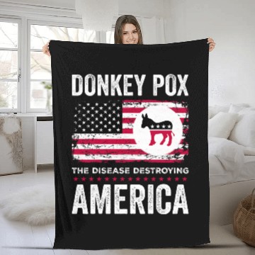 Discover Donkey Pox The Disease Destroying America antis Biden Flag Fleece Blankets
