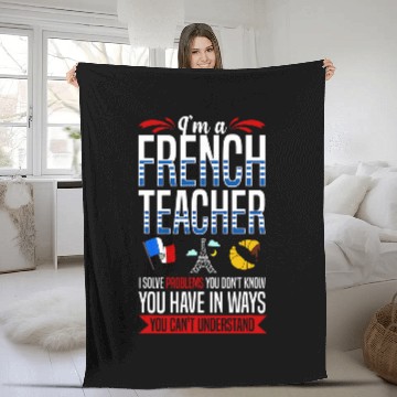Discover French Teacher France Flag Language Lesson Student 6 Fleece Blankets