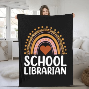 Discover 1st Day Of School Librarian  School Leopard Rainbow 9 Fleece Blankets