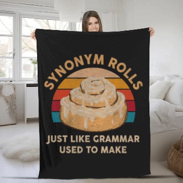 Discover Synonym Rolls English Teacher Student vintages Grammar Pun 1 Fleece Blankets